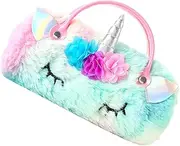 [TEMPNAP] Plush Unicorn Eyeglass Case for Durable Cartoon Glasses Storage Portable Handheld Design for Outdoor Use Adorable and Practical Protection