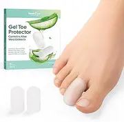 Welnove Gel Toe Cap and Protector - 12-Pack Aloe Vera Extract Infused Silicone Toe Covers - Toe Cushions for Pain Relief, Missing or Ingrown Toenails, Corns, Calluses, Blisters (8M, Clear)