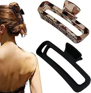 Nalodu Hair Claw Clips 5 Inch Unbreakable Square Rectangle Clip Clamp Neutral Colors for Thick Curly Long Hair Women - 2 Pack