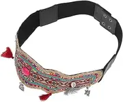 [FRCOLOR] Women Handmade Beaded Waist Belt Boho Style Elastic Wide Belt For Dresses Skirts And Cosplay Unique Vintage Style Accessory