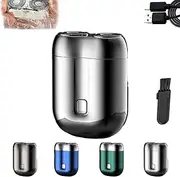 New Model Mini Dual Head Electric Shaver, Upgrade Razor with Dual Motor Portable Usb for Men, Rechargeable Waterproof Washable Pocket Shavers (Silver)