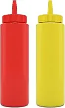 BRIGHTFROM Condiment Squeeze Bottles, RED/YELLOW 8 OZ Empty Squirt Bottle with Wide Neck - Great for Ketchup, Mustard, Syrup, Sauces, Dressing, Oil, BPA FREE Plastic - 2 PACK
