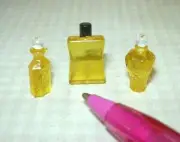 Miniature Trio of Topaz Solid Plastic Perfume Bottles (SMALL): DOLLHOUSE 1:12