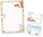 Writing Paper Set Letter Pad with Envelope for Boys Girls Kids Farm Animals (A4 Pad with 25 Sheets + 15 Envelopes)