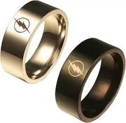 [Ecooon] 2pcs Flash ring for Season 5 fan Cosplay, lightening logo Fastest Man stainless steel ring band package for Men Gift Jewelry, DC Comics Anime Cartoon Superhero Ring