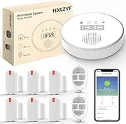 HXLZYF Wireless Home Alarm, 5G/2.4G Home Security Kit, Alarm Kit with 1 Siren, 6 Window Door Sensors, 2 Remote Controls, Via APP, for Office, Garages, Alexa Compatible