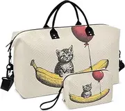 [YXYZRMY] Funny Cat Balloon Travel Duffel Bag Gym Bag Sports Tote Bag with Multiple Interior Pockets Shoulder Weekender Bag for Women Men with Toiletry Bag 20.5”x 7.9”x 13.8”, Multi-Colored, one size