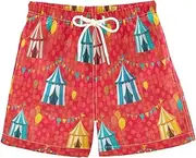 [RPLIFE] Boys' Swim Shorts & Trunks, Anti Chafe Swim Trunks Boys 2 T, Circus Tents Red