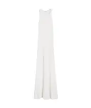 Linen and cotton yarn dress S white