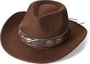 Btilasif Cowboy Hat for Women and Men Felt Wide Brim Outdoor Fedora Hats Western Cowboy Cowgirl Hats