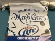 Miller Lite Beer Banner Mardi Gras Themed 18 12” X 12” Flags 2 Sided New