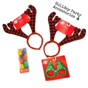 Christmas Party Accessories Deer Headbands LED Light Up Necklace Tree Glasses
