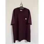 ［二手商品］酒紅色 M號CARHARTT K87 WORKWEAR POCKET T-SHIRT 工作口袋T A1033