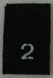 1000 PCS BLACK WOVEN SEWING CLOTHING LABELS, SIZE TAGS - SIZE 2 - TWO