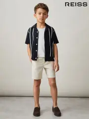 Reiss Navy/White Chaplin 3-9 yrs Stripe Cuban Collar Shirt (AP0309) | $60