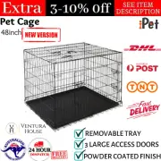 Pet Dog Cage Crate Kennel Cat Collapsible Metal Cages 48 Inch Large Foldable New