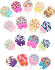 KITANDOVE 17pcs Simulated Food Lollipops Candies Flatback Candy Charms Kawaii DIY Charms Kawaii Lollipop Charms Fake Candy Beads Kawaii Jewelry Charms Kawaii Charms for DIY Polymer Clay