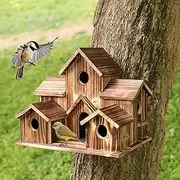 Bird House,Bird House for Outside,Wooden Bird Houses for Outside Hanging,Birdhouse Outdoor Nesting Box for Wild Bird Viewing