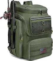 HAMBOLY Fishing Backpack with Rod Holders, 40L Tackle Box Backpack for Fishing Gear and Equipment, Waterproof Fishing Tackle Bag for Men