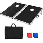 Costway 2PCs Cornhole Game Set Aluminum Frame Toss Drinking Game 8 BeanBags & 2 Foldable Boards w/Carrying Bag
