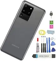 Galaxy S20 Ultra Back Glass Replacement Back Cover Glass (Waterproof) with Camera Lens Glass Parts Housing Door for Samsung Galaxy S20 Ultra 5G +Tools (Cosmic Gray)