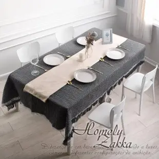 【Homely Zakka】法式棉線針織流蘇桌巾130X180cm_3款任選(餐桌布 圓桌巾 長桌巾 桌墊)