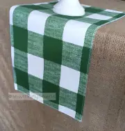 Dark Green Buffalo Check Plaid Table Runner Farmhouse Country Decor Linens