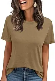 [Cuptacc] T-Shirt Women's Summer Basic Shirt Tops Women's Crew Neck Short Sleeve Plain Casual Top