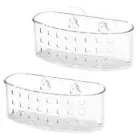 2x iDesign Classic 16.5cm Suction Bath Caddy Hanging Organiser Storage Basket