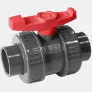 Grey PVC Threaded Double Union Ball Valve - 40mm