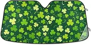 Happy St Patricks Day Clover Pattern Front Windshield Sun Shade UV Protection SUV Sunshades for Windshield Large