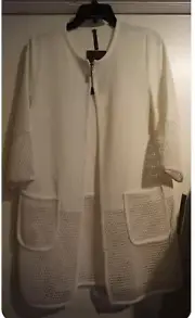 IC by Connie K $178 M NWT White Mesh Hem/Pockets/Cuffs Stunning HOLIDAY Jacket