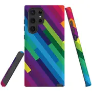 For Samsung Galaxy S22 Ultra Case, Armour Cover, Lined Rainbow