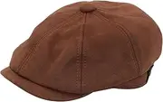 [Yosang] Generic Men's Flat Cap Gatsby Flat Cap Balloon Hat Newsboy Hat Baker Boy Hat 8-Panel, Brown, One Size