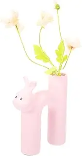 GREENADSCAPE Creative Rabbit Shaped Ceramic Vase Minimalist Flowerpot for Home Decor for Farmhouse Table Centerpieces Unique Floral Arrangements and Chic Dried Flower Display