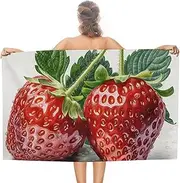 Rkklvbns Two Strawberries Beach Towel Soft Super Absorbent Bath Towels Pool Towel Quick Dry Sand Free Beach Towels 31"x 51" for Travel, Beach, Camping