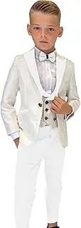 [SAROULU] Boys Formal Suit Wedding Tuxedo 3 Pieces Floral Jacket Pants Vest Kids Party Blazer