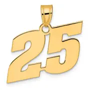 14k Yellow Gold Polished Block Number 25 Pendant