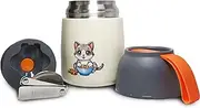 [Dingiz] 450ml Stainless Steel Insulated Food Jar – Double Wall Vacuum-Sealed Container Leakproof with Air Release Button, Foldable Spoon, Cute Koala & Kitty Designs for Kids & Adults