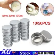 10/50X Aluminium Cosmetic Empty Pot Lip Balm Jar Tin Container Silver Bottle Box