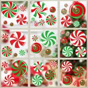 40PCS Christmas Window Clings Christmas Candy Window Clings Christmas Peppermint