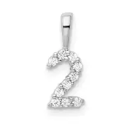 14k White Gold Real Diamond Number 2 Pendant
