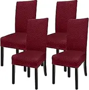 NORTHERN BROTHERS Chair Covers for Dining Room Set of 4, Stretch Fit Washable Removable Spandex Kitchen Table Parsons Chair Protectors Slip Covers, Wine Red