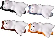 CIYODO 4Pcs Lovely Dog Ceramic Chopstick Holder Cute Table Decor Premium Quality Tableware Racks Design Easy to Clean and Store