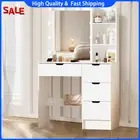 Dresser Vanity Makeup Desk Dressing Table With LED Light Mirror and Drawers