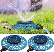 Ninehaoou 2 Pcs Lawn Sprinkler with Metal Decorative Base - 8 Pattern Stationary Sprinkler for Watering Yard, Lawns, Garden, Odd Shaped Areas (Blue)