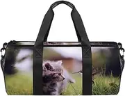 EGGDIOQ Cat Bird Meeting Designed Travel Duffel Bag Luggage Tote Bag Gym Sports Bag for Man Women