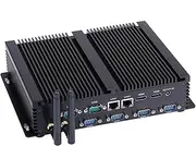 HUNSN Fanless Industrial PC, Mini Computer, I3 5005U 5010U 5020U, Windows 11 / Linux Ubuntu, IM04, AC WiFi, BT, 2 x HDMI, 2 x LAN, 6 x COM, 4 x USB3.0, 4 x USB2.0, 4G RAM, 128G SSD