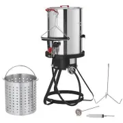 30-Qt Turkey Deep Fryers Kit Seafood Boiler Steamer Stock Pot Set LP Propane