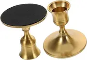 Set of Vintage Style Taper Candle Holders Brass Dinner Table Centerpieces for Romantic Occasions